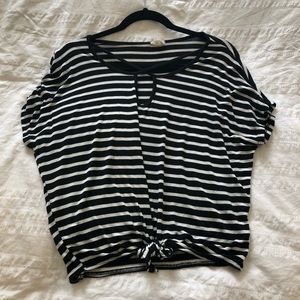 Striped Tie Front Top